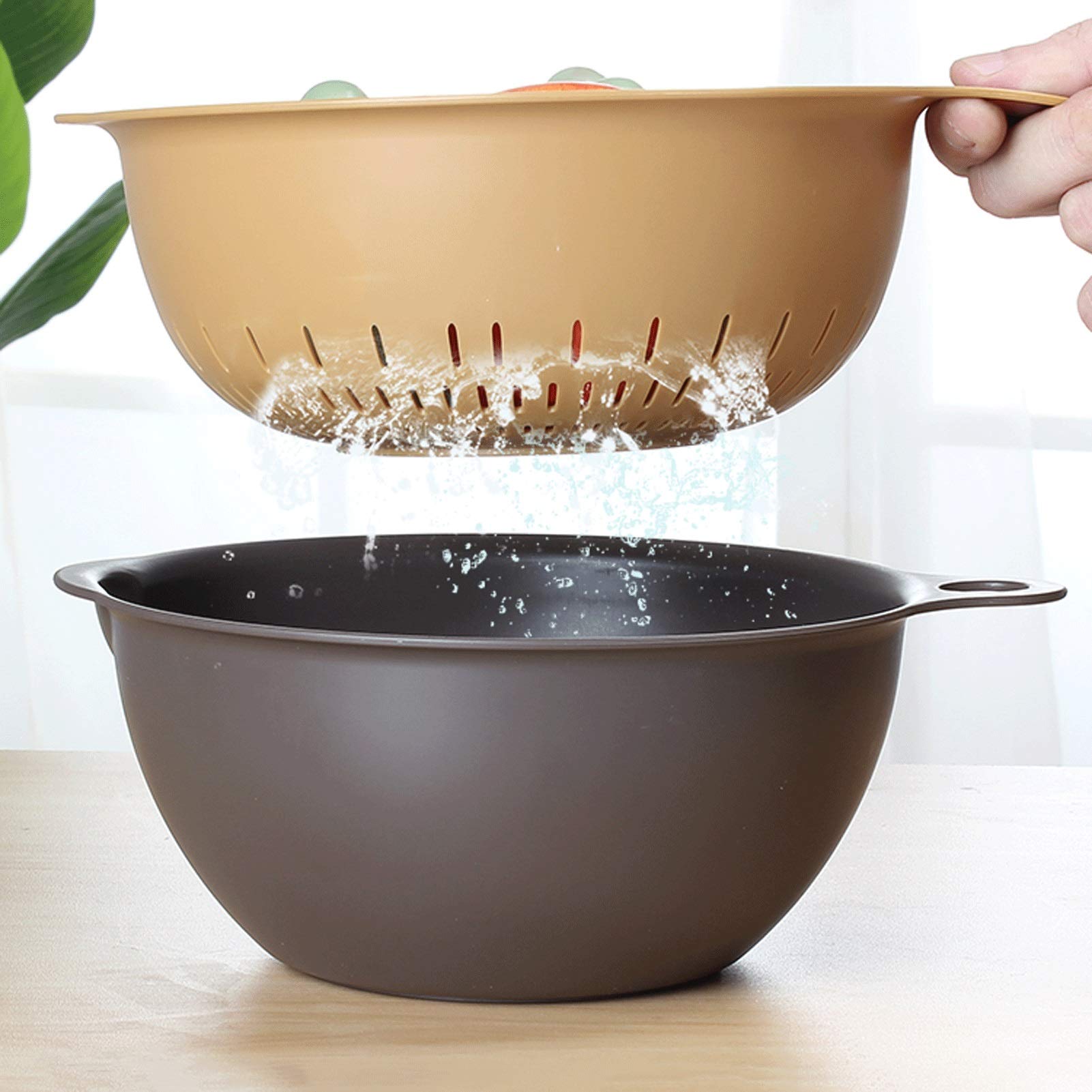 COCINA DE COCINA DE COCINA DE COCINA DE 2 IN-1 / Cuenco de plástico de plástico Drenaje de la verdura con gancho Filtro multifuncional de alimentos para el hogar para la limpieza de la zanahoria / pas