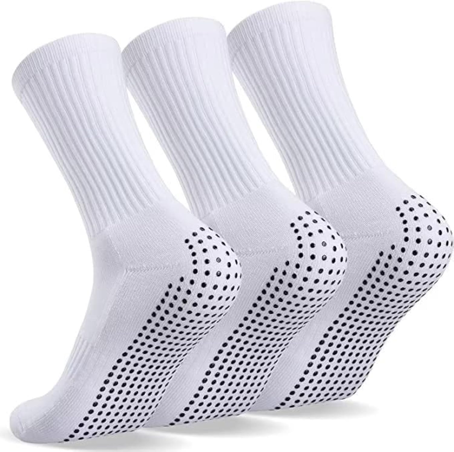 MAKINGTEC 3 Pairs Grip Socks Football Men Women Anti Slip Sports Grip Socks Breathable Anti Blister Rubber Pads Non Slip Basketball Socks Athletic Grippy Socks For Soccer Running Hiking Boxing Rugby