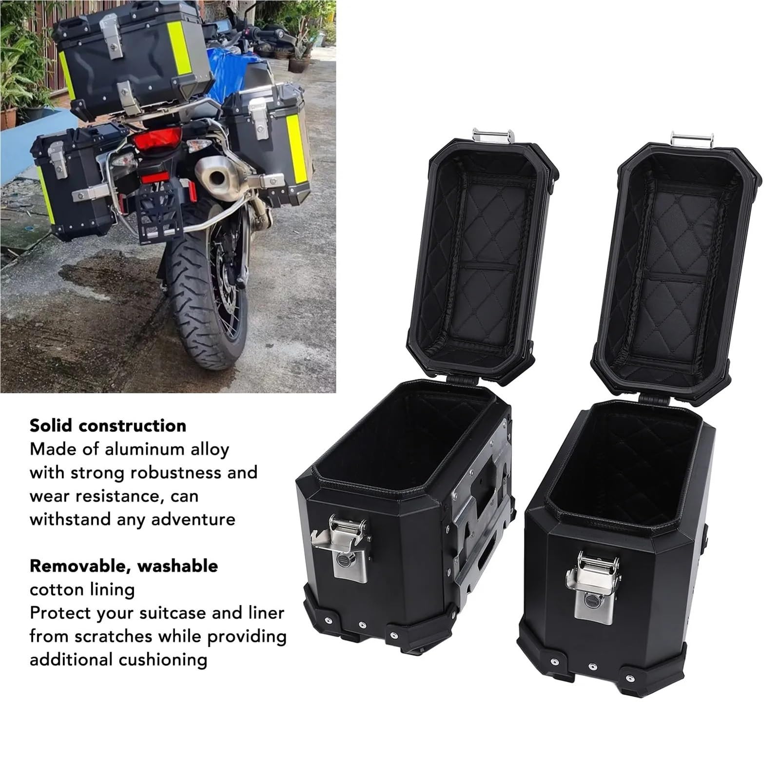 18L motocyklowy kufer boczny aluminiowy ze stopu aluminium motocyklowy twardy kufer boczny z blokadą bezpieczeństwa i uchwytem(Black)