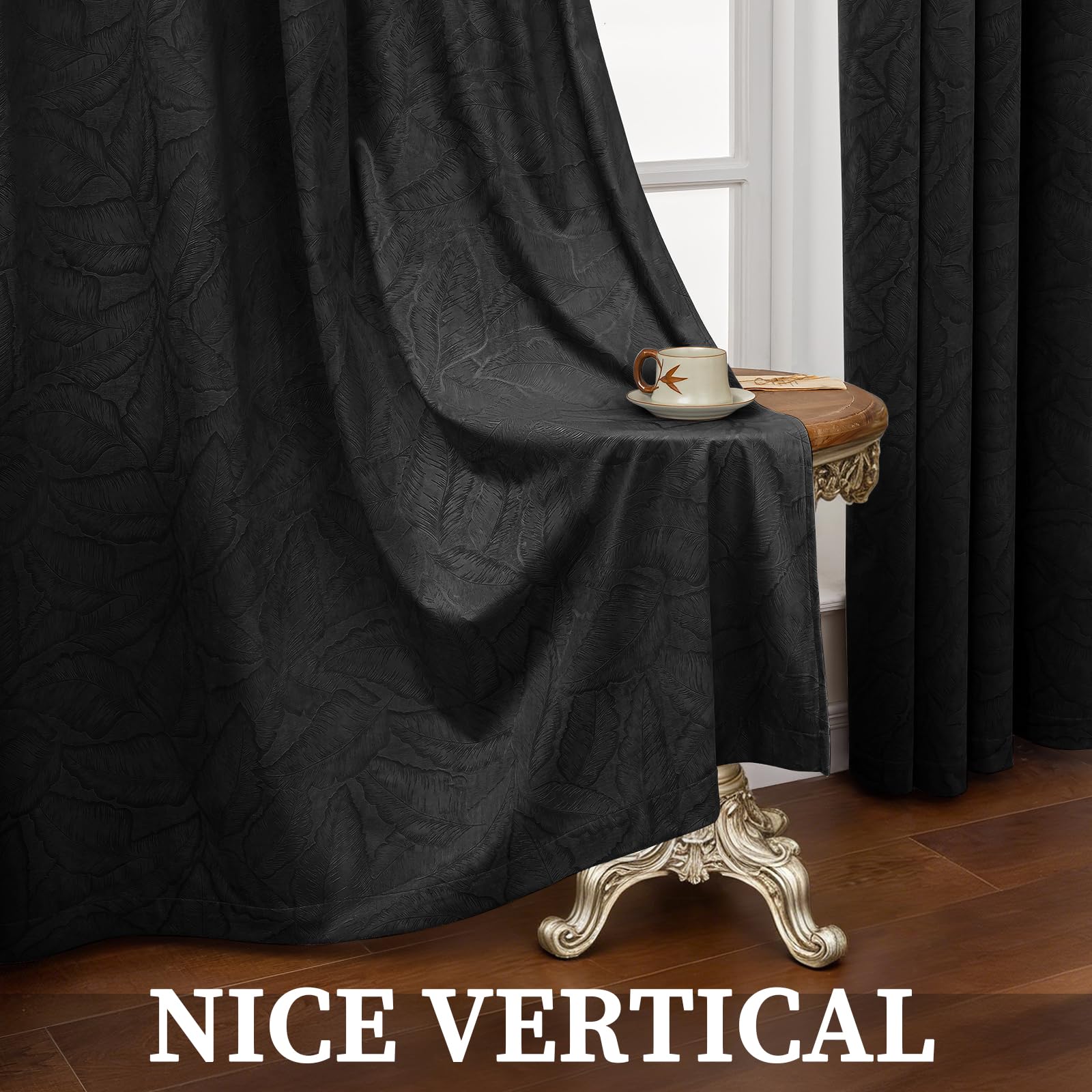 Ystyle Rideaux Occultant Thermique Isolant Lot De 2, 140x260CM, Noir | Rideaux Salon Et Chambre, Rideau Opaque Anti Bruit IntéRieurs à Oeillets, Moderne Decoration Pour Maison