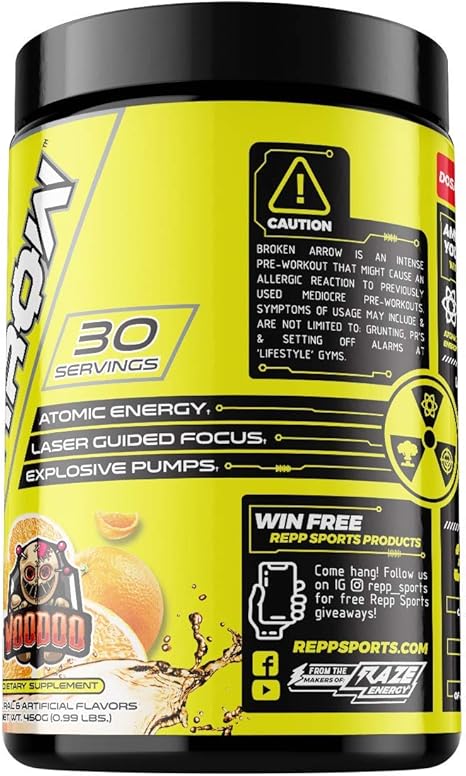 Amazon Com Repp Sports Broken Arrow Extreme Pre Workout Supplement Powder Increase Energy Endurance And Pump Optimum Creatine Supplement For Men And Women 30 Servings Health Household