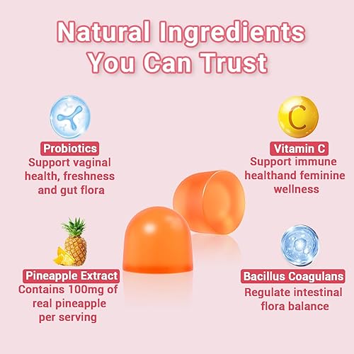 Miniatura 3 de Gomitas de equilibrio femenino prémium  Gomitas de piña para mujer, equilibrio de pH, salud intestinal y apoyo de defensa inmunológica, con