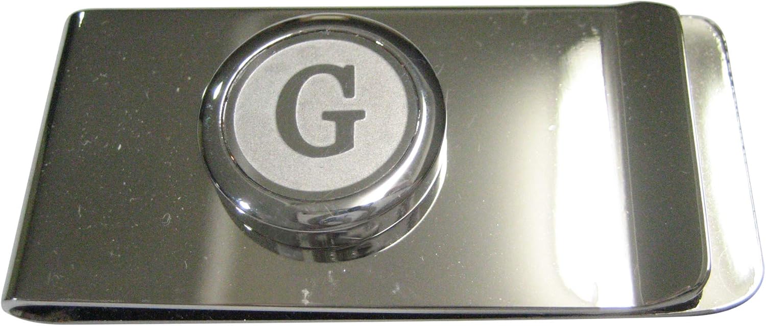 Kiola Designs Silver Toned Round Letter G Monogram Money Clip