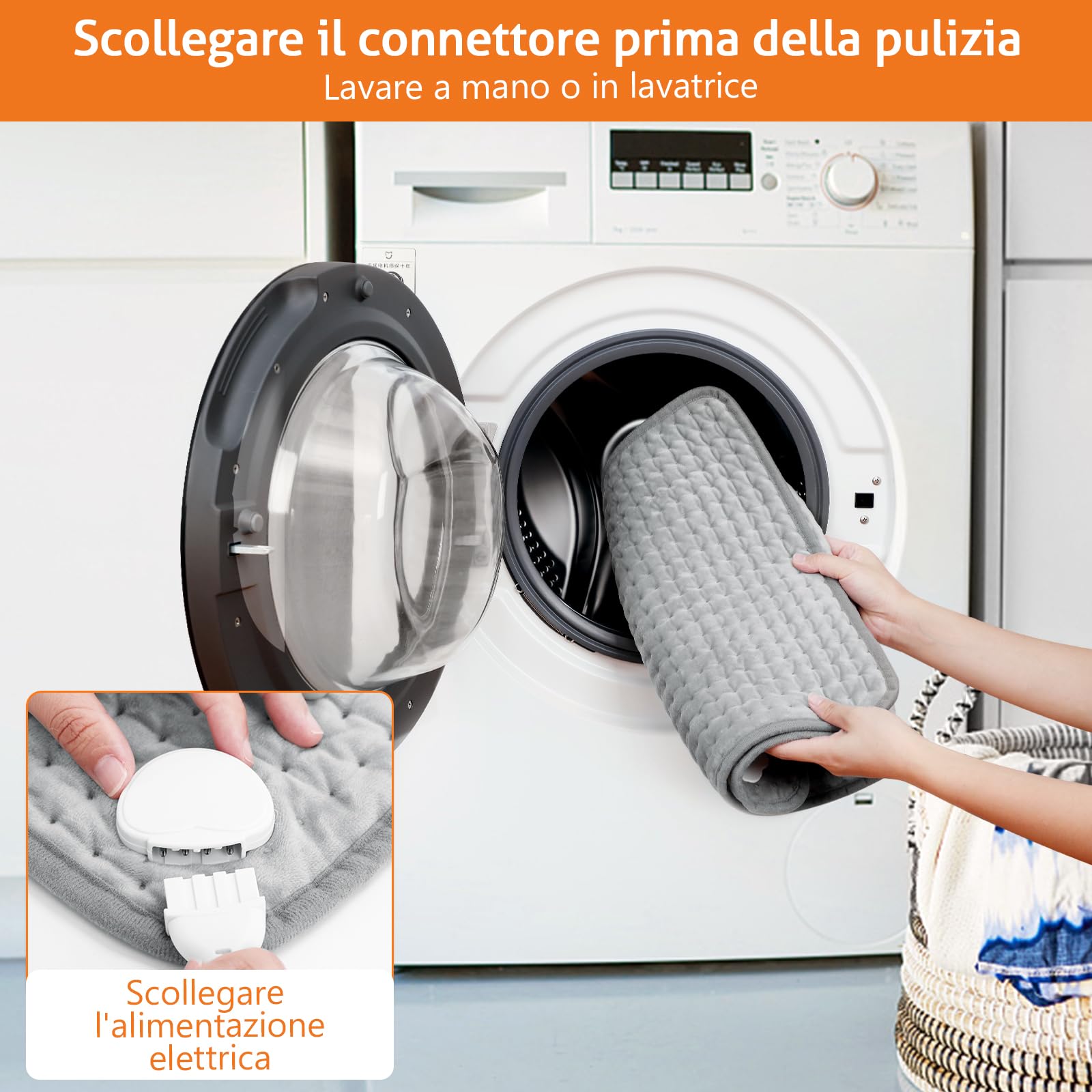 Termoforo Elettrico con 6 Livelli di Temperaturaa, Cuscino Termico Spegnimento, per schiena e addome, termoforo cervicale e spalle, Rapido Riscaldamento, Electro Block di sicurezza, (76x40cm)