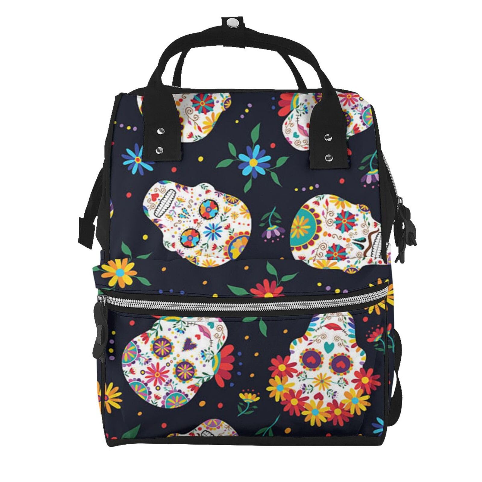 Sac à dos à langer multifonction noir imperméable à motifs - 7
