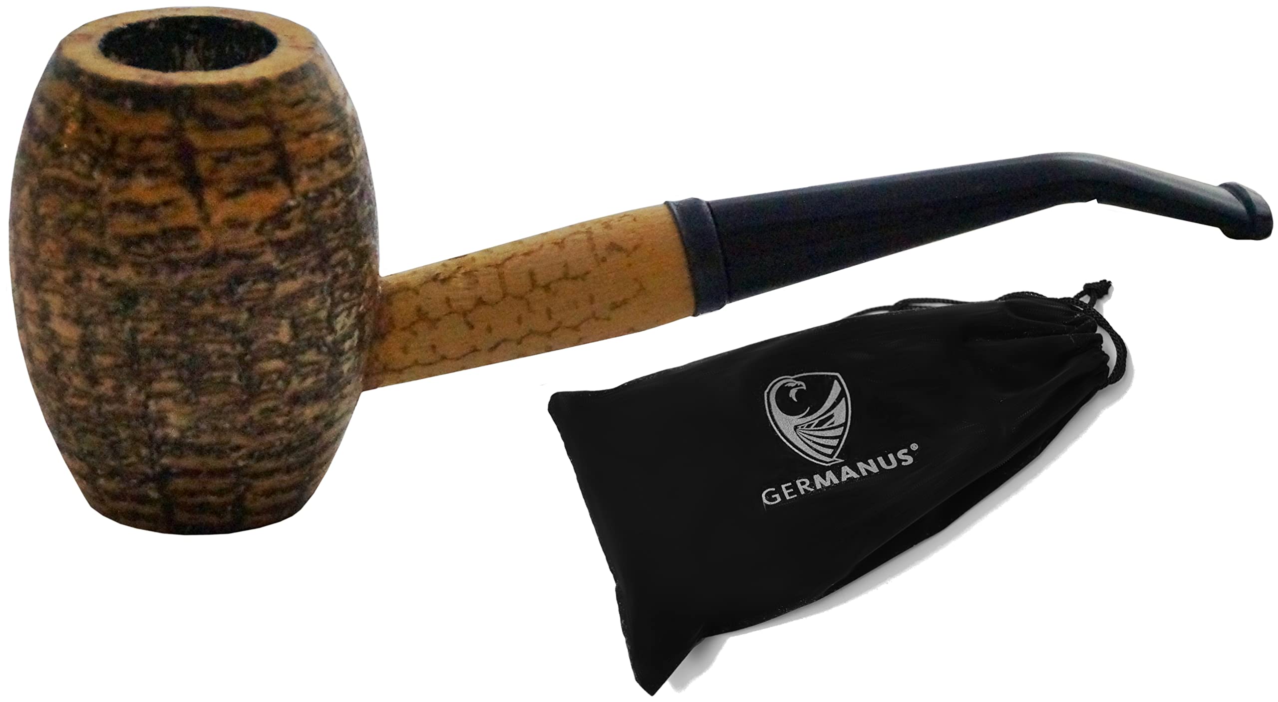 GERMANUS Pipe Corncob - Dark Egg, Bent - pipe à tabac incl. sac à pipe