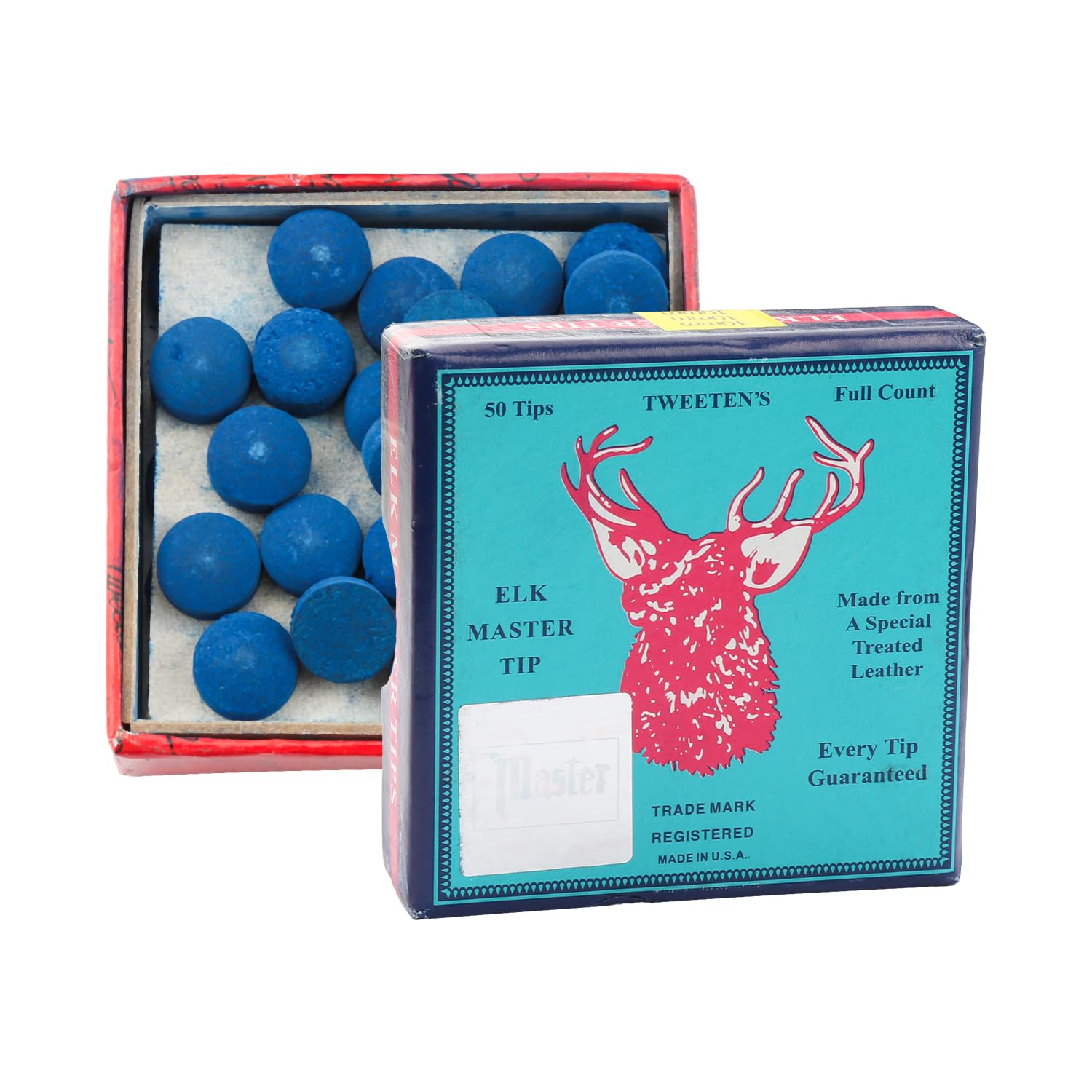 Bojueshaw 50pcs Blue Snooker Cue Tips,10mm Leather Replacement Pool Tips,Billiard Accessories for Pool & Snooker Cues