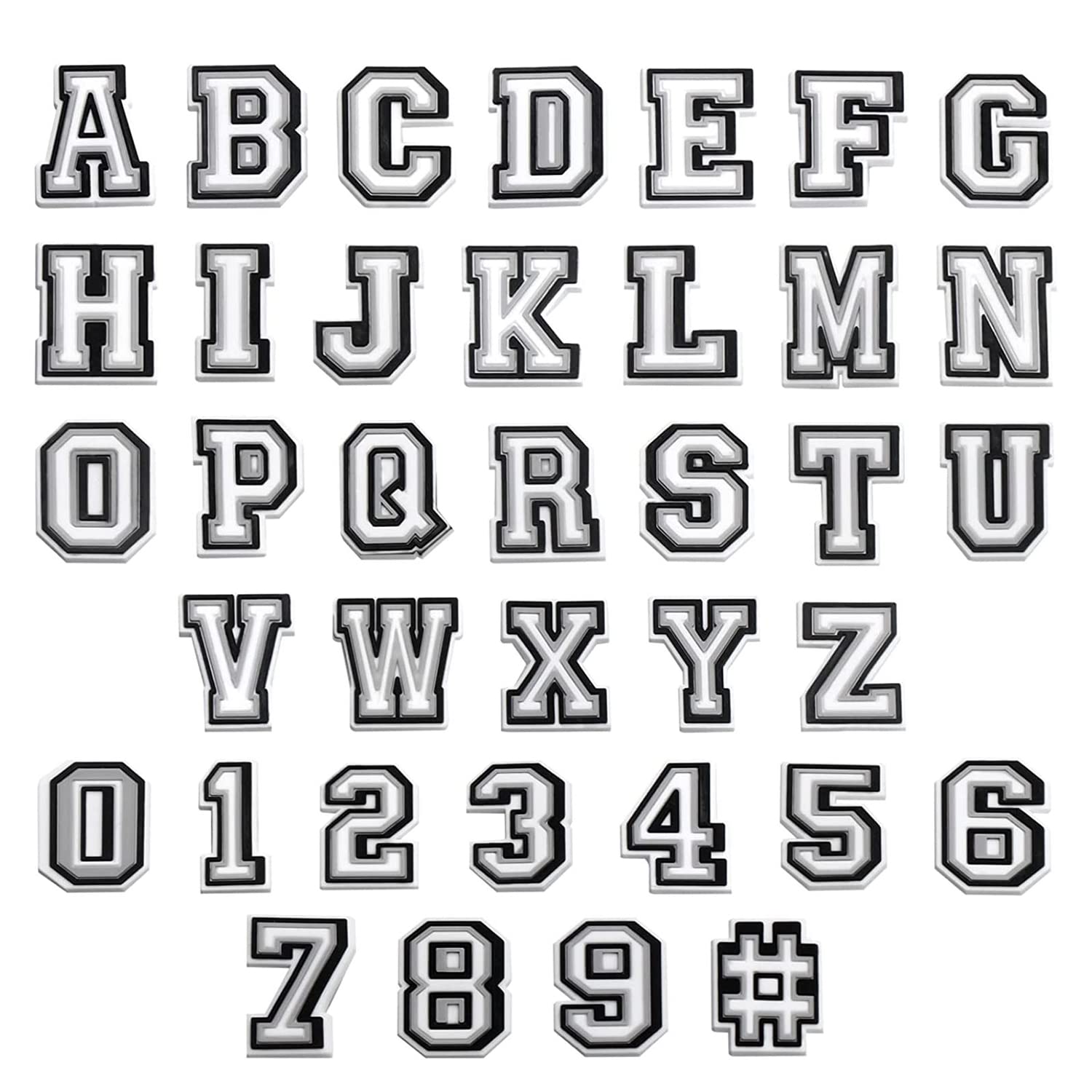 AputueAlphanumeric Shoe Charms, 37 Pack A-Z Letters & 0-9# Numbers, PVC Material, DIY Shoe Decorations for Kids & Adults