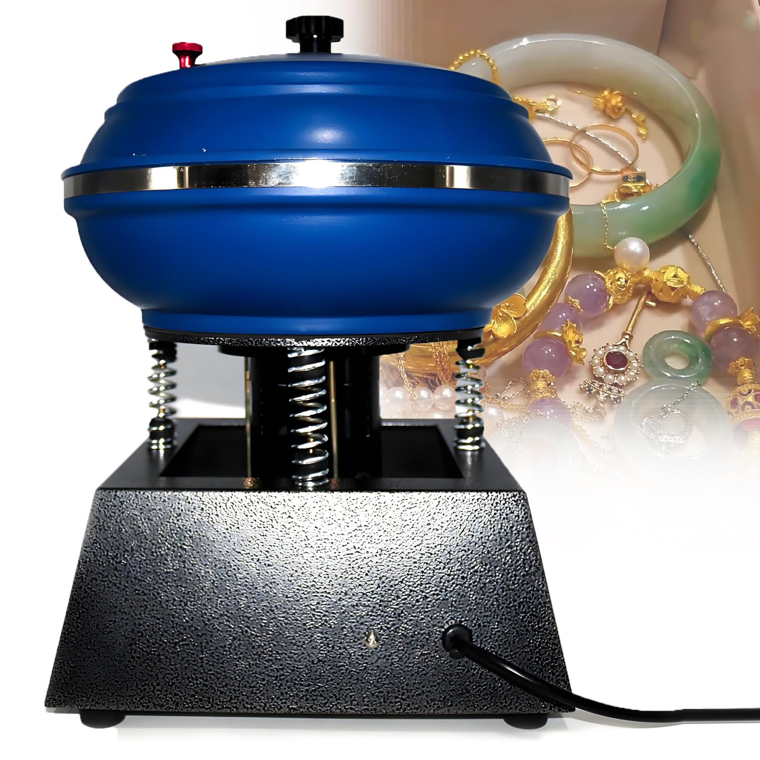 QuinteZhenTially Vibratory Tumbler Polisher,Professional Vibration Gem Chisel Polisher,12-Inch Vibratory Tumbler Polishing Machine,High Efficiency Face Finishing Tool,for Jewelry,Diy Crafts Blue