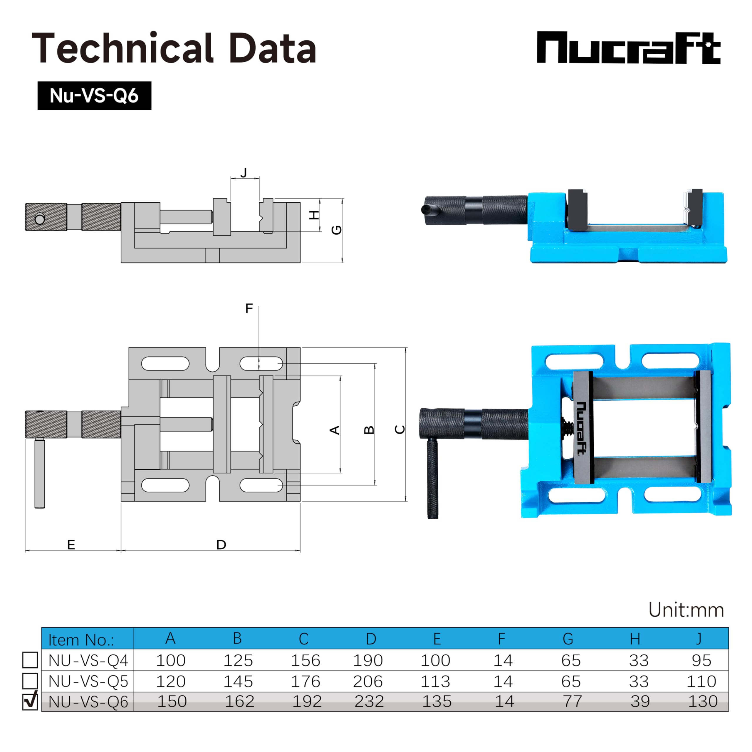 Nucraft Morsa verticale e orizzontale per trapano in Process Ciano con larghezza ganasce 150 mm, in Process Ciano e con funzione di regolazione, la larghezza massima di apertura è di 130 mm