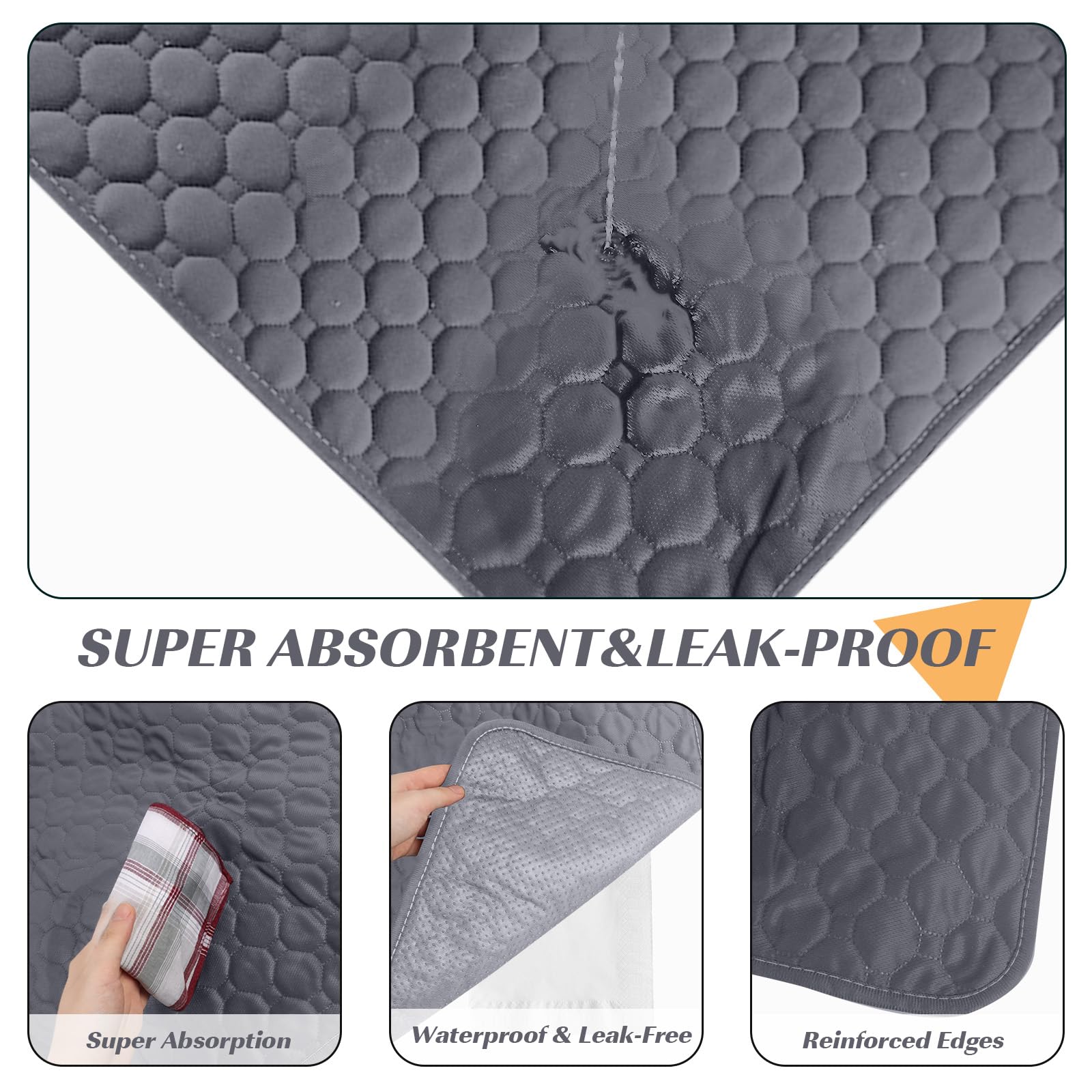 Washable Puppy Pads, 2 Pack Reusable Dog Training Pads, Puppy Training Pads, Absorbent Reusable Whelping Pads - Image 3