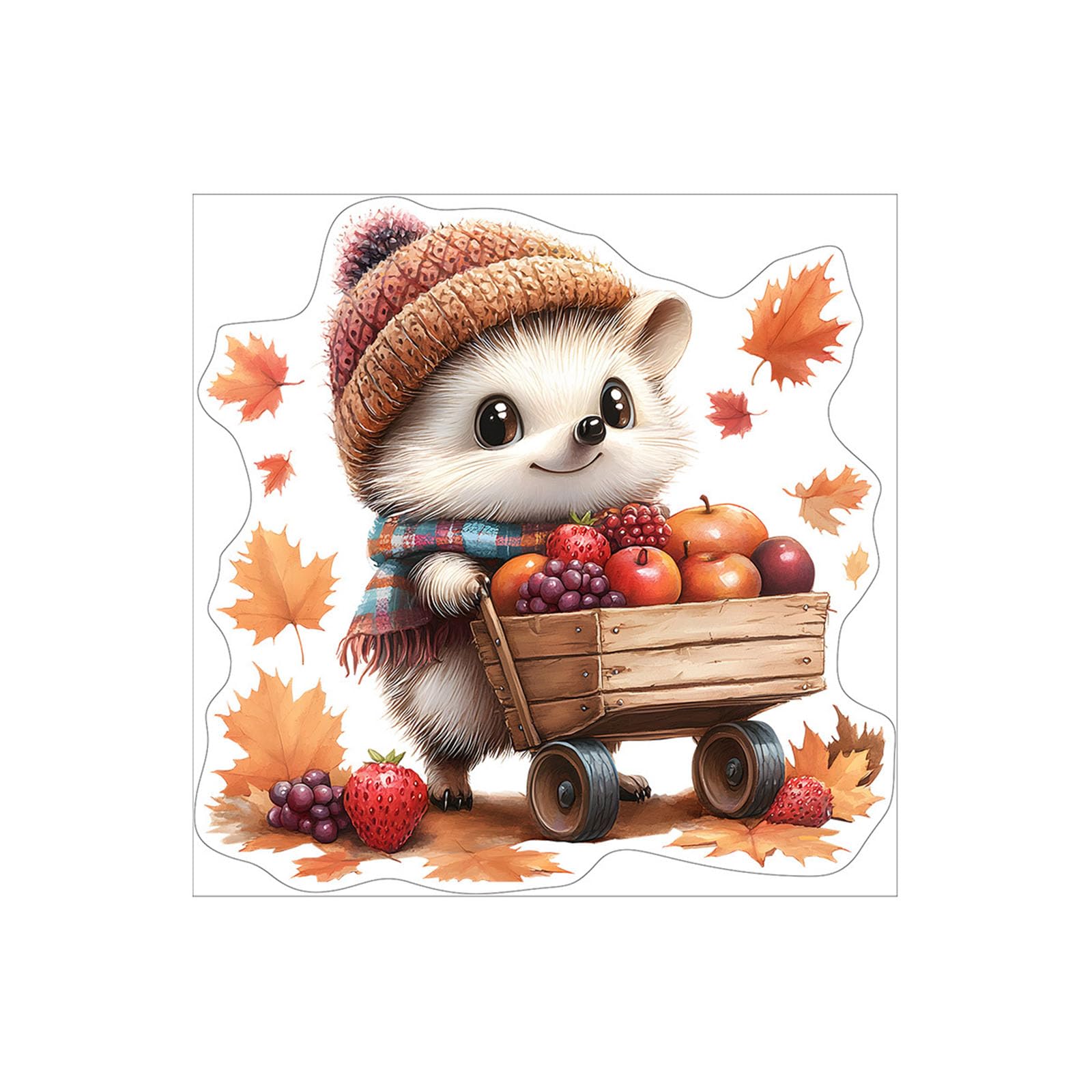 Tsophreniq Seasonal Animal Statics Cling Decal Adhesive PVC Sticker Fall Harvest Holiday Decorations for Glass Window and Door Statics Adhesive Sticker