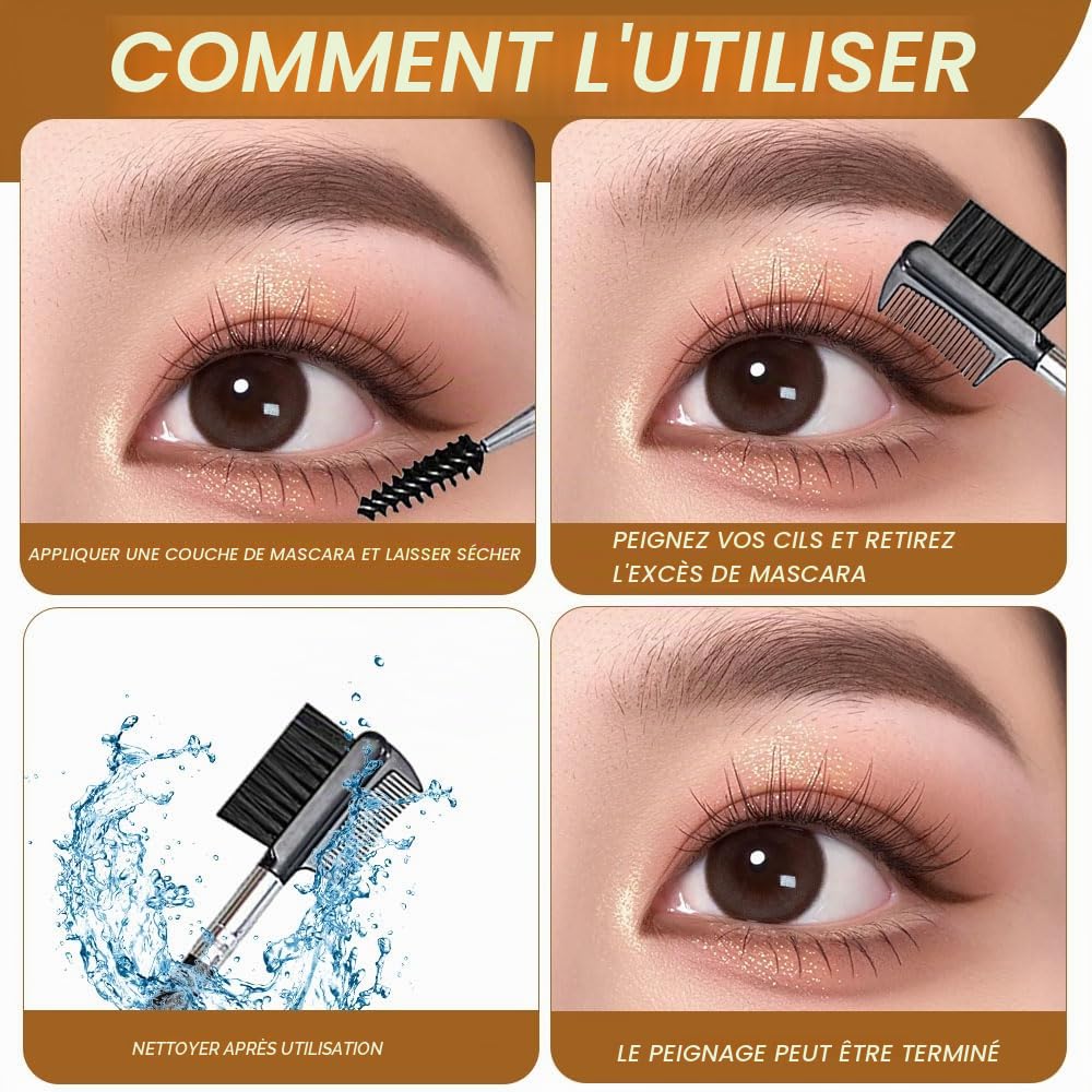 Brosse à Sourcils, 2 Pcs Peigne de Cils, Peigne à Cils Double Extrémité, Brosse Sourcils Double Face, Séparateur de Cils Portable, Pour Modifier les Sourcils et les Cils, Outils de Maquillage