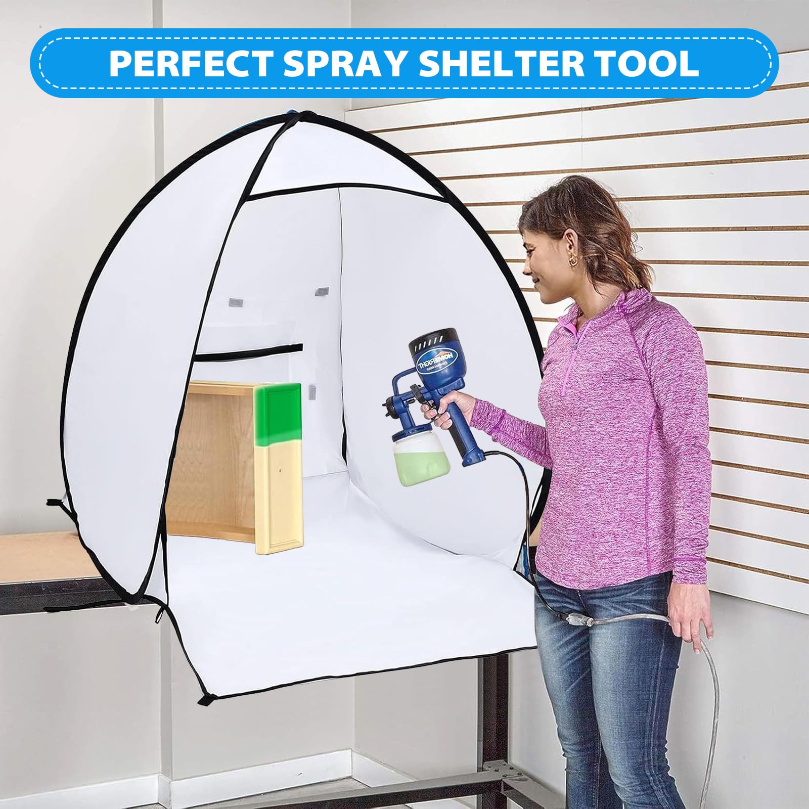 Faltbare Pop Up Lackierkabine für Airbrush Tragbare Kleiner Lackierzelt mit integriertem Boden, Abluftfenster und Aufbewahrungstasche Sprühfarbe Tent für DIY-Sprühmalerei