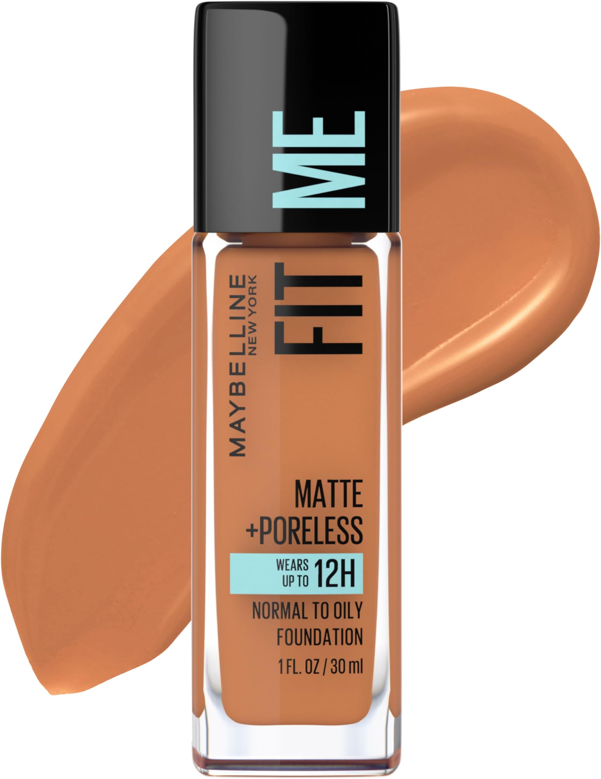 Fit Me Matte + Poreless Liquid Foundation Makeup, Spicy Brown, 1 fl; oz; Oil-Free Foundation