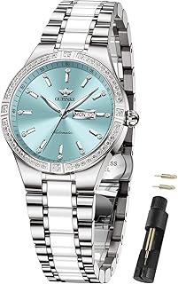 OUPINKE Automatic Watches for Women Diamond Luxury Dress Self Winding Stainless Steel Sapphire Crystal Ceramic Ladies Watches