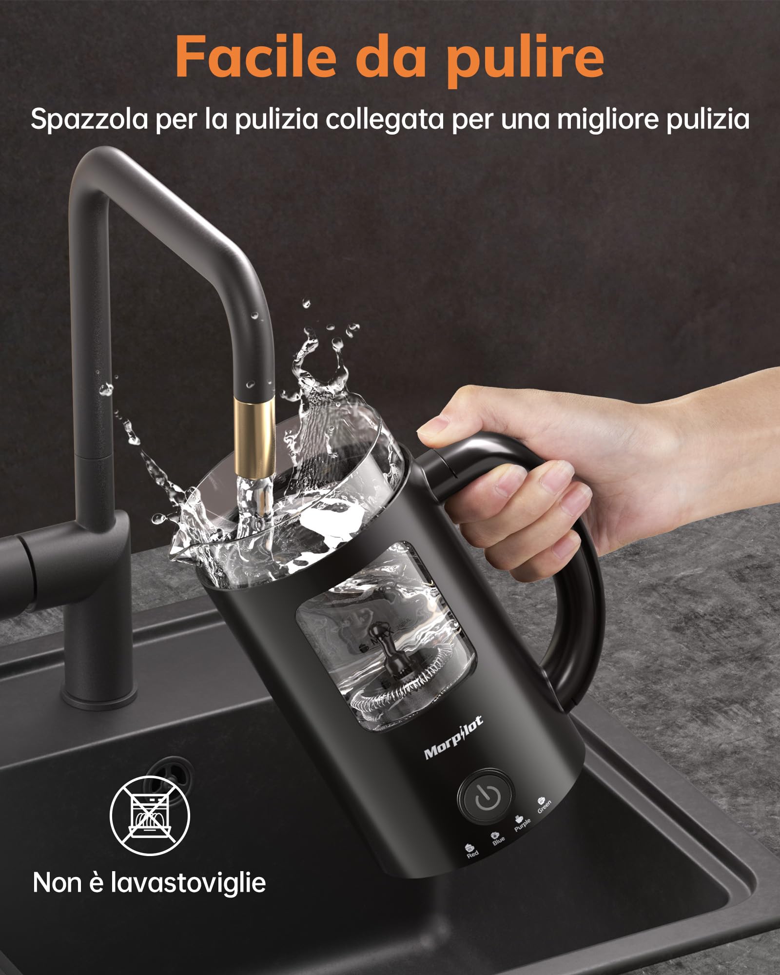 Morpilot Montalatte Elettrico, Montalatte Caldo e Freddo 4 in 1, 550 W 600 ml, Design Latte, Vetro di Visualizzazione, Spegnimento Automatico, Facile da Pulire