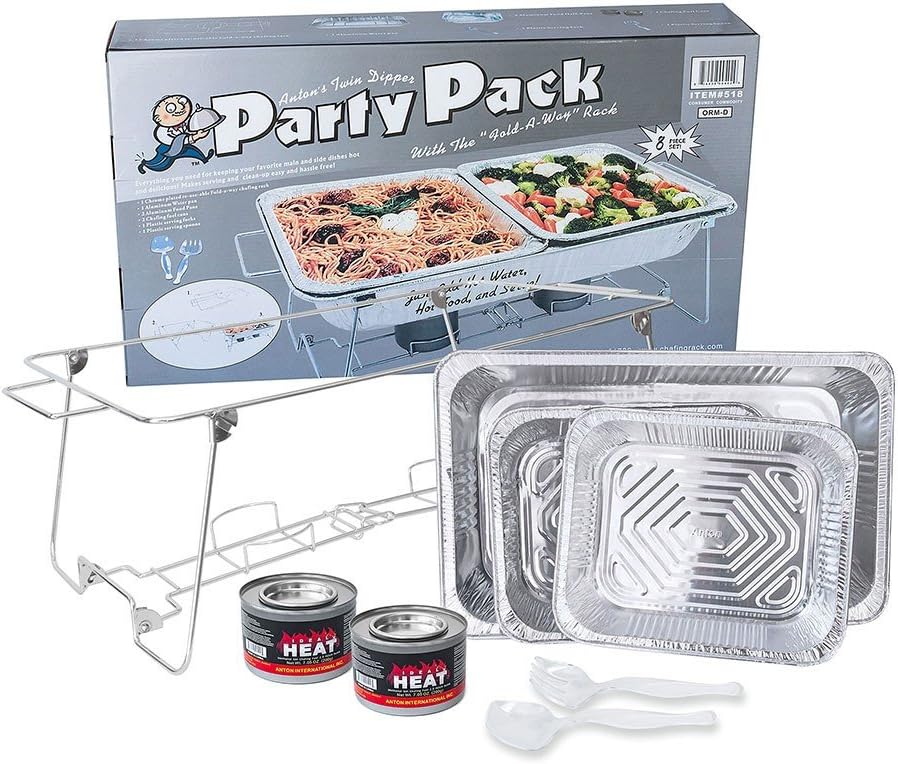 Teemway8/20-Piece Baking Pan Sets, Bakeware Sets With Tin Pan, Chafing Rack, Chafing Fuel Burners And Plastic Tableware, Chafing Pans For Party (8)
