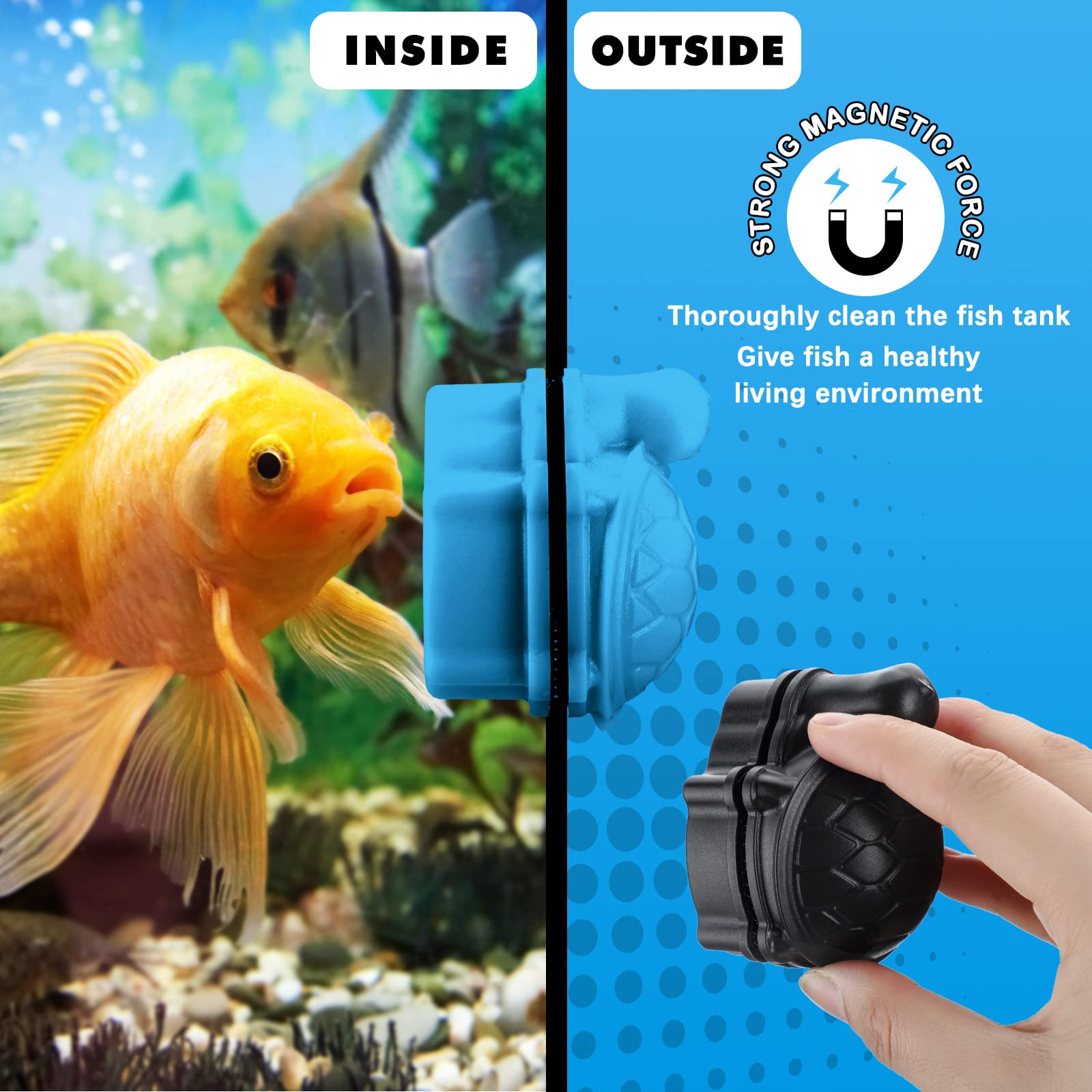 2 raspadores de limpieza de algas, cepillo de vidrio para acuario, limpiador de imanes de acuario pequeño, limpiador de algas, limpiador magnético de vidrio para acuario para limpieza de peceras