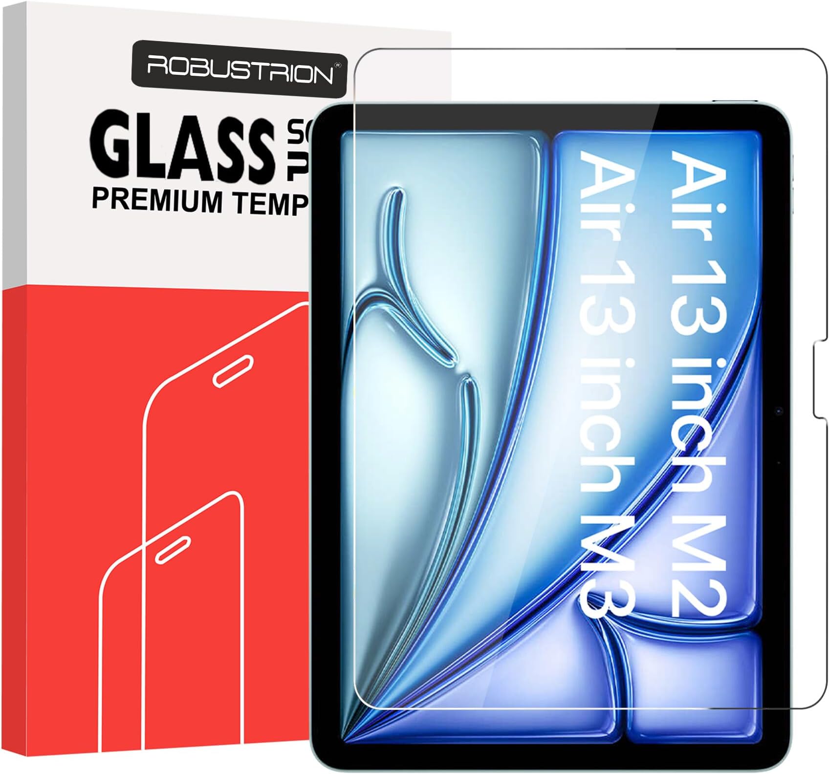 Robustrion Tempered Glass for iPad Air 13 inch M4/M3/M2 2026/2025/2024 Screen Protector Guard for iPad Air 13 inch [Will not Fit Pro Model] - Pack of 1