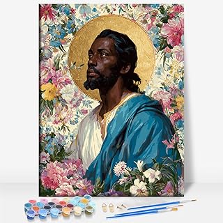 Aeontinity Black Christian Black Lives Matter Christian Framed Canvas DIY Paint by Numbers Kit Bar Cafe Cave Home Room Wall Bathroom Porch Patio Decor Gift, 16 x 12 Inch