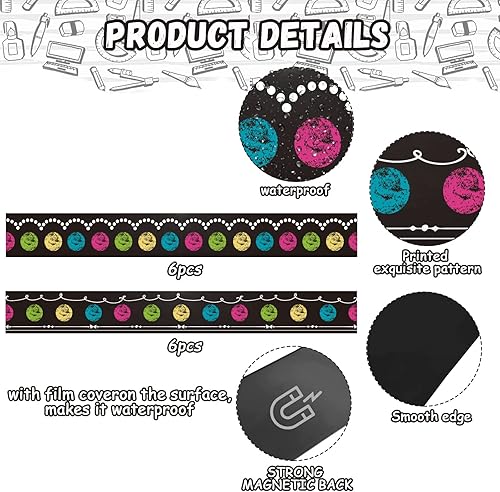 Miniatura 10 de 12 piezas magnéticas de madera blanca para tablón de anuncios, borde de aula, tiras magnéticas para profesores, oficina, pizarra, decoración de