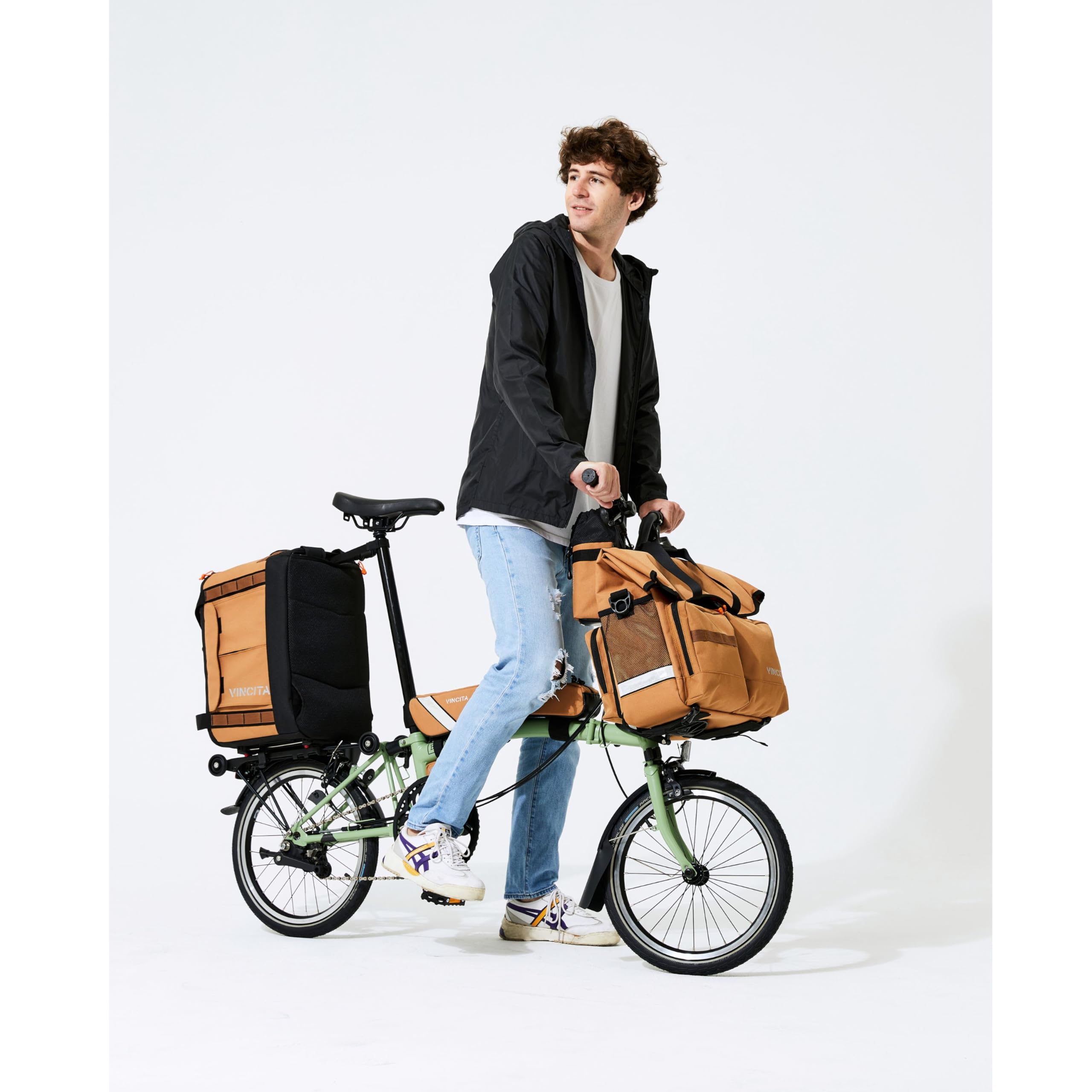 Vincita Voyage B.D.R. Torba na rower składany, plecak, torba typu duffle, torba typu rack Combo z KLICKfix UniKlip 2.0 37 l, wodoodporna, wszechstronna konstrukcja, szara