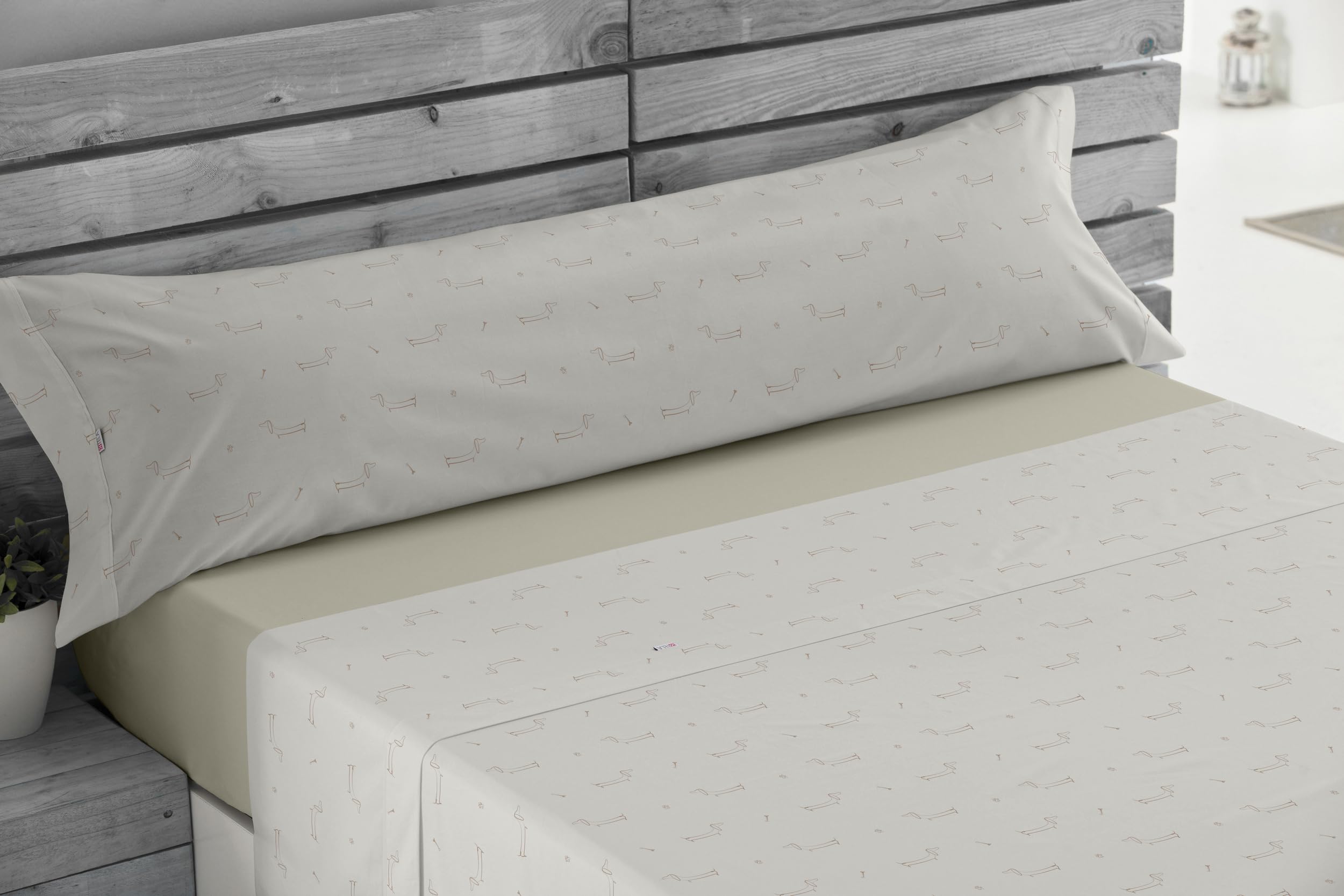 Juego de sábanas Cuca color piedra. Cama de 200 cm. 4 piezas