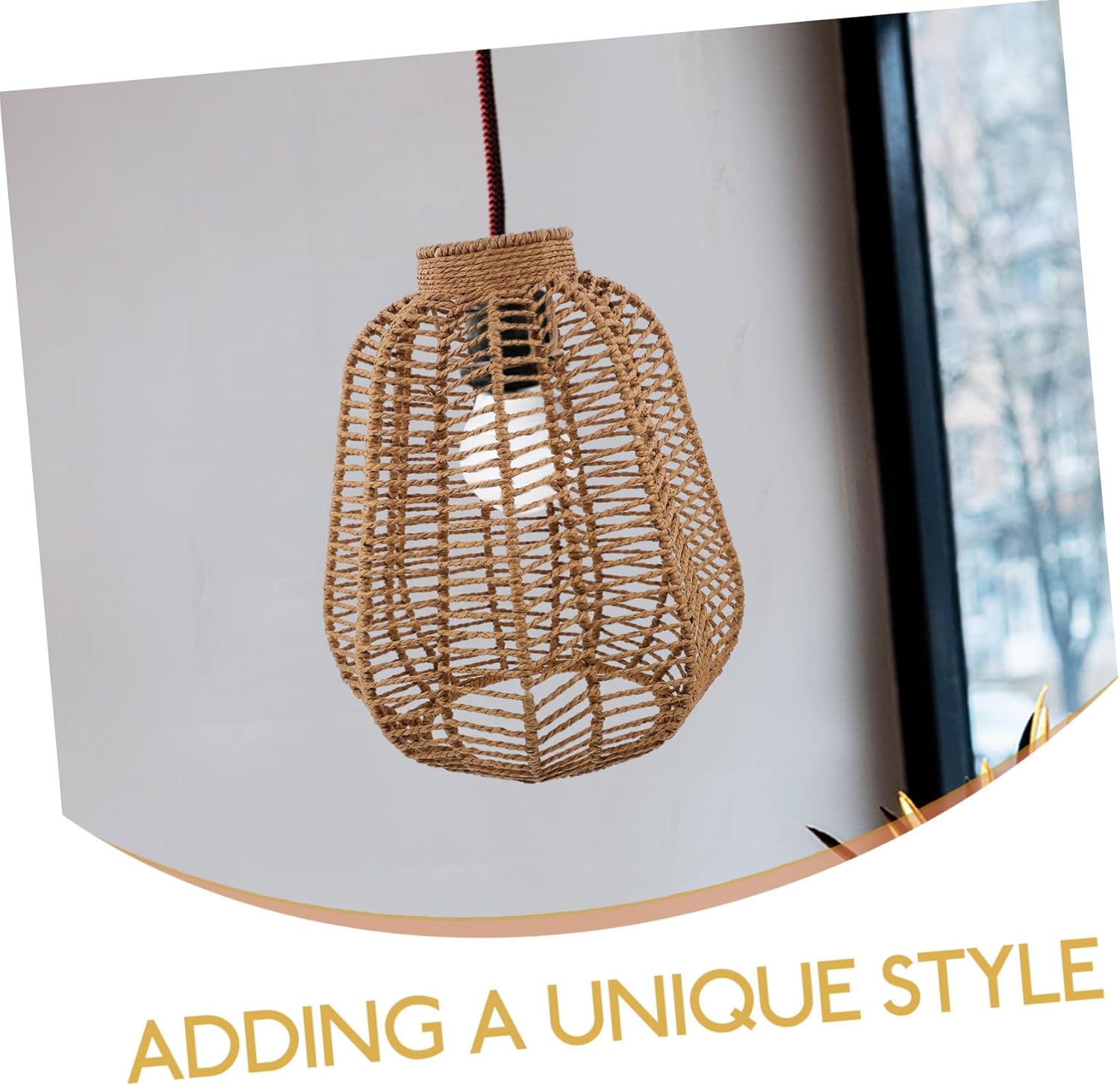 Artibetter Pendant Light Lampshades Rattan Lampshade Ceiling Light Rustic Decorative Lighting for Home