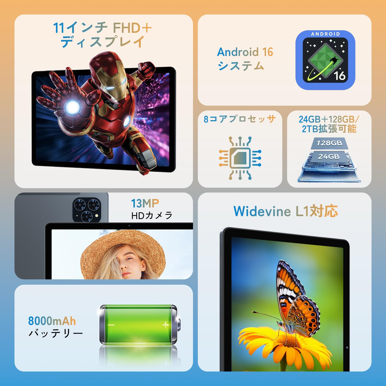 Amazon.co.jp: 【Android16 タブレット 11インチ 新登場】T90