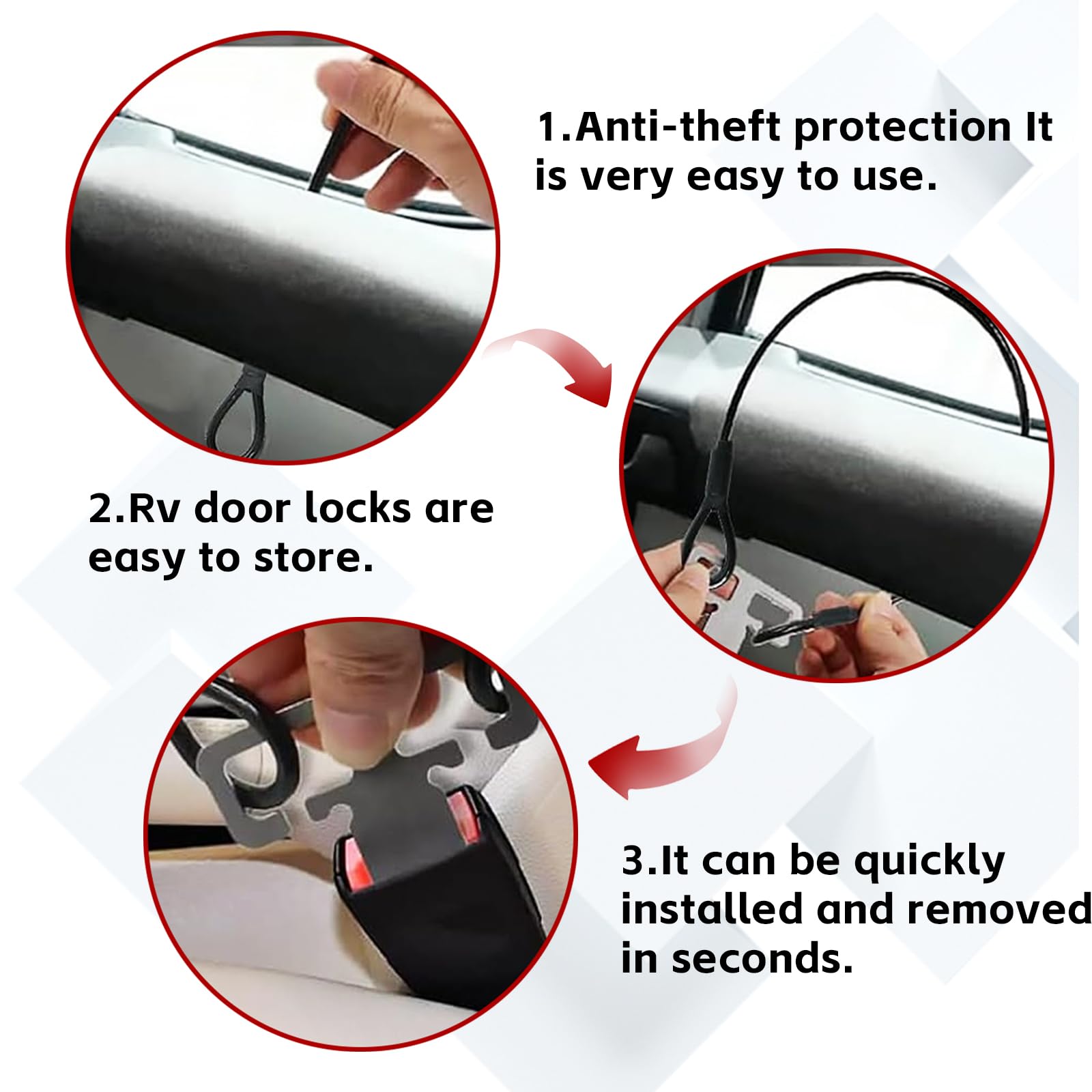 Accesorios Antirrobo Para Autocaravanas,2 Piezas 60 cm Antirrobo Coche,Autocaravanas Y Coches,Bloqueo Volante Para Furgonetas,Ajuste Universal,Accesorios Para Caravanas De Camping