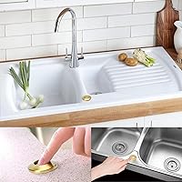 Vista 7 de Kit de interruptor de aire para eliminación de basura, salida única, desagüe de fregadero, acero inoxidable cepillado dorado, botón