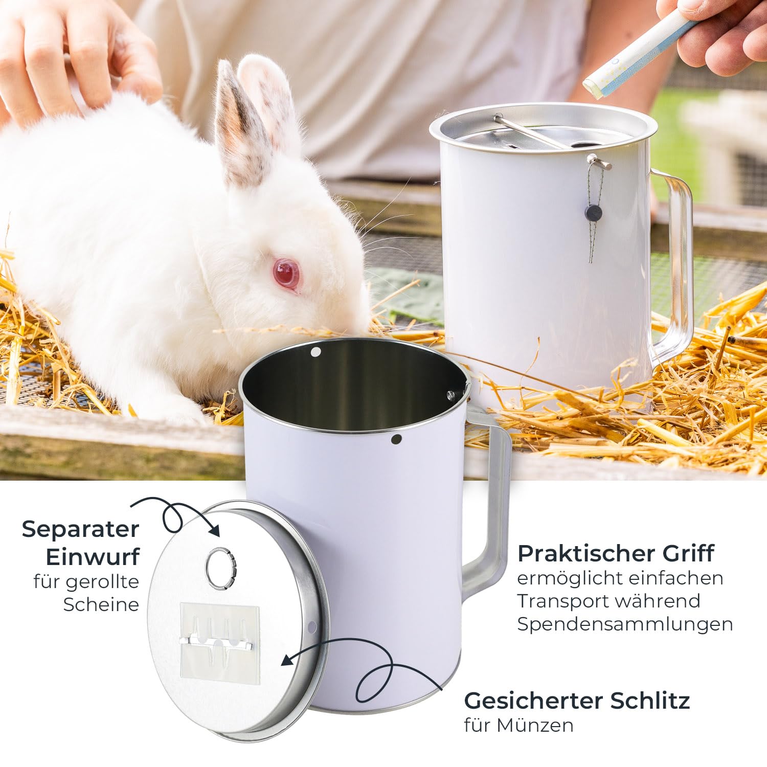 HMF 4800057-5 x Spendendose 10,0 cm Ø, 14,5 cm hoch mit Griff, inkl. Zubehör