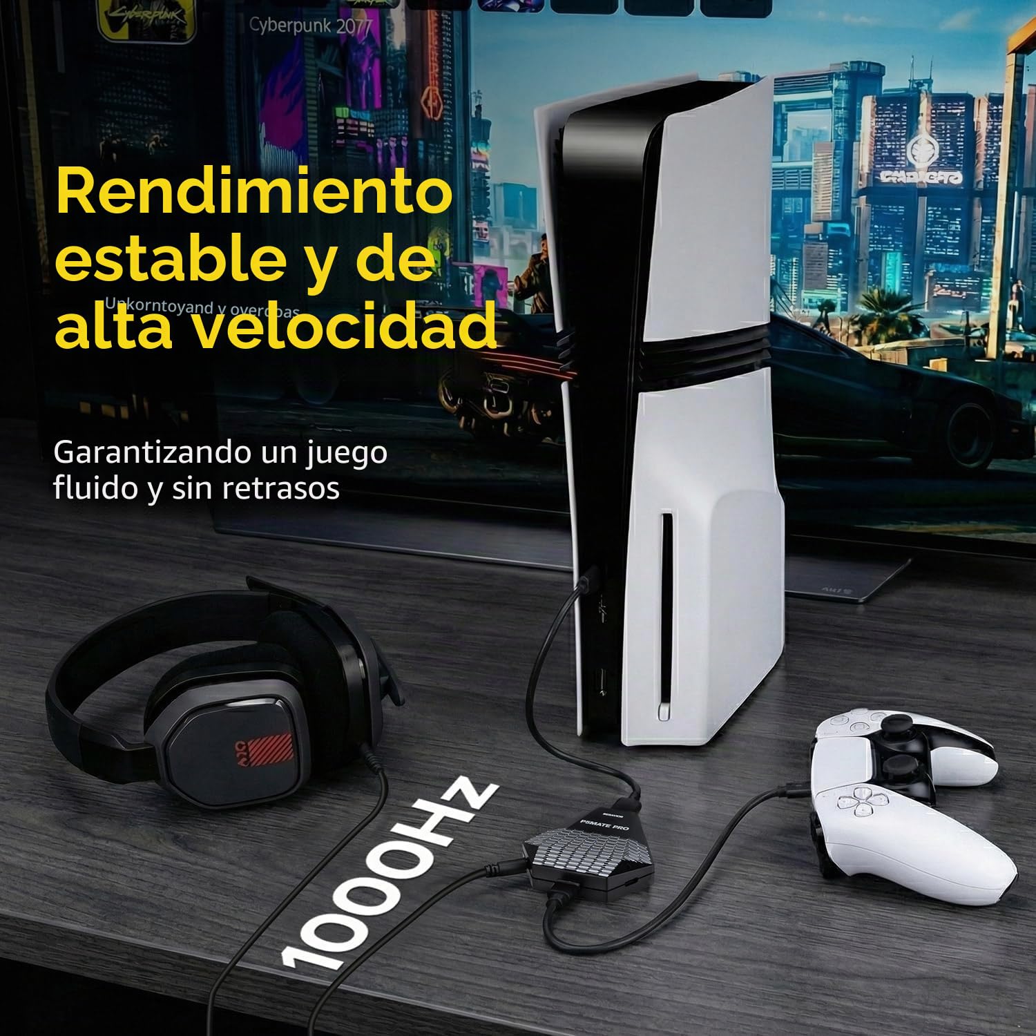 Besavior P5 Mate Pro 1000 Adaptador para PS5 - PS5 Convertidor para XIM, ReaSnow, Controller Switch, Xbox y PS4, Gaming Avanzado con Soporte Grilletes Adaptativos y Vibración, 1000Hz Baja Latencia