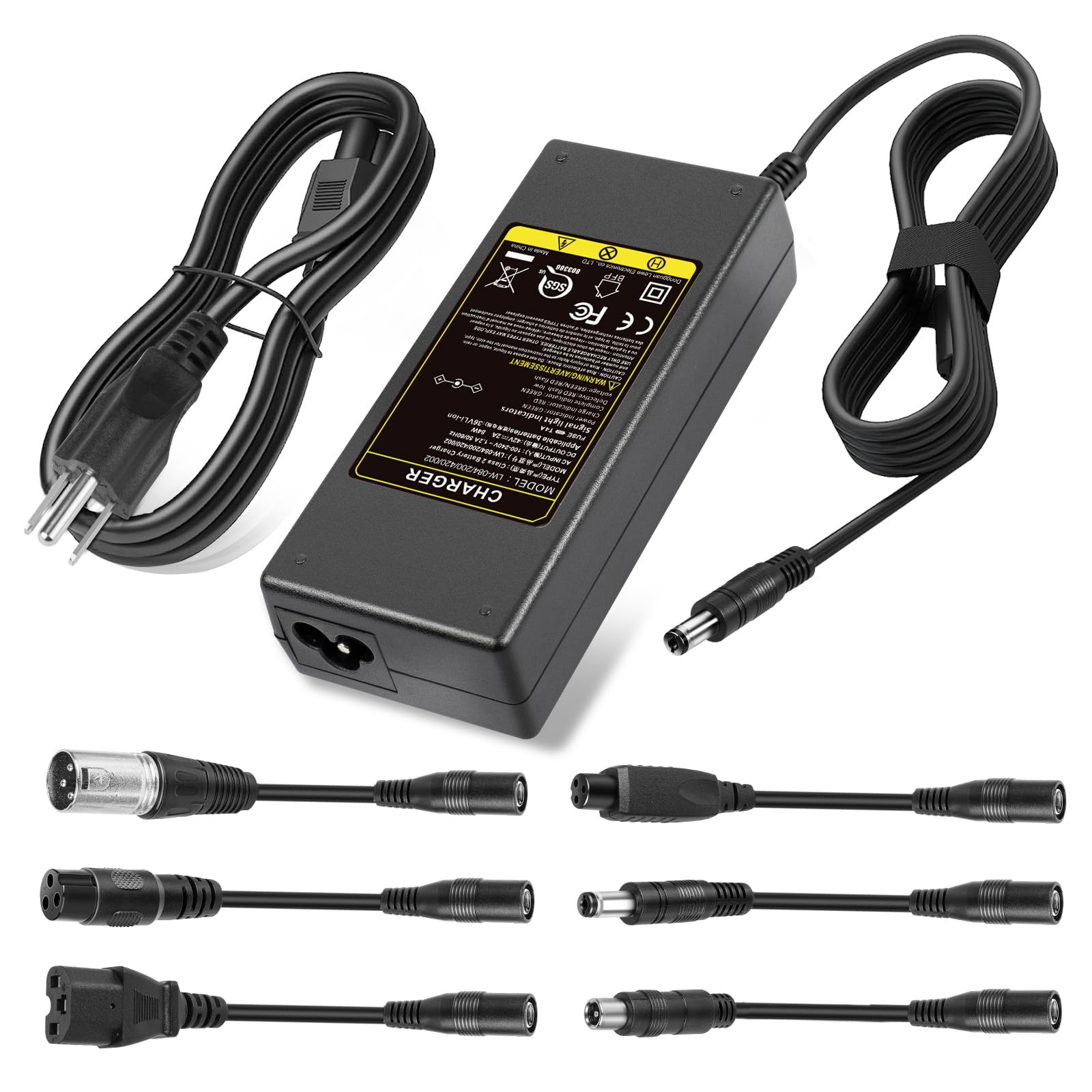 SGS Certified 42V 2A Universal Scooter Charger with 7 Connections, 7 in 1 Compatible with Jetson Bike Electric Scooter, Electric Scooter Charger for 36V 10S Li-ion Battery.
