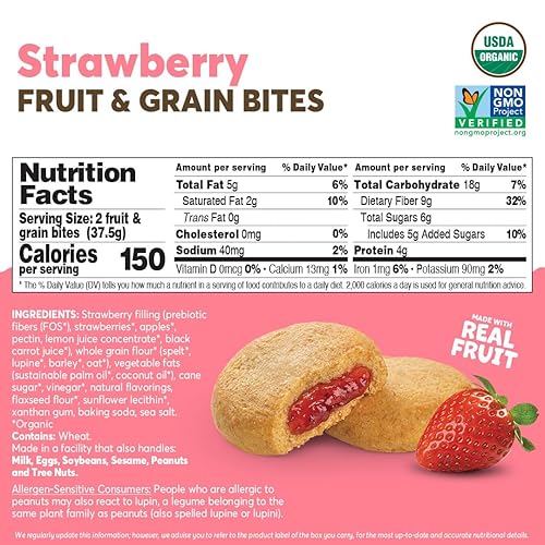 Miniatura 23 de Olyra Snacks de frutas orgánicas de frambuesa, aperitivos saludables para adultos y niños, galletas altas en fibra, bajas en azúcar, veganas, barras