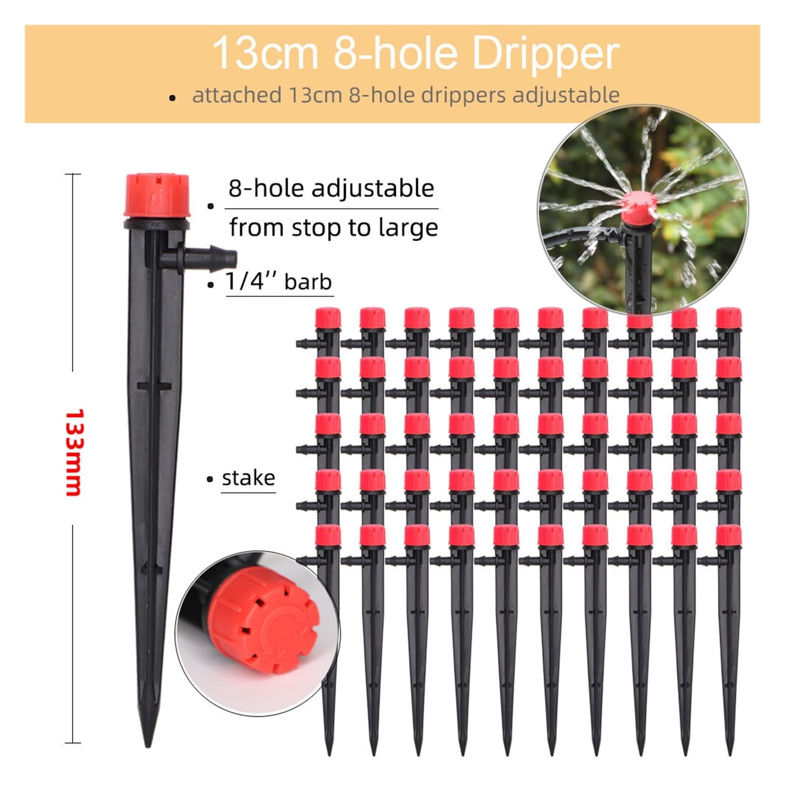 8-Loch-Tropfsystem, 13 cm 1/4 Zoll Schlauch mit Timer for Gartentöpfe