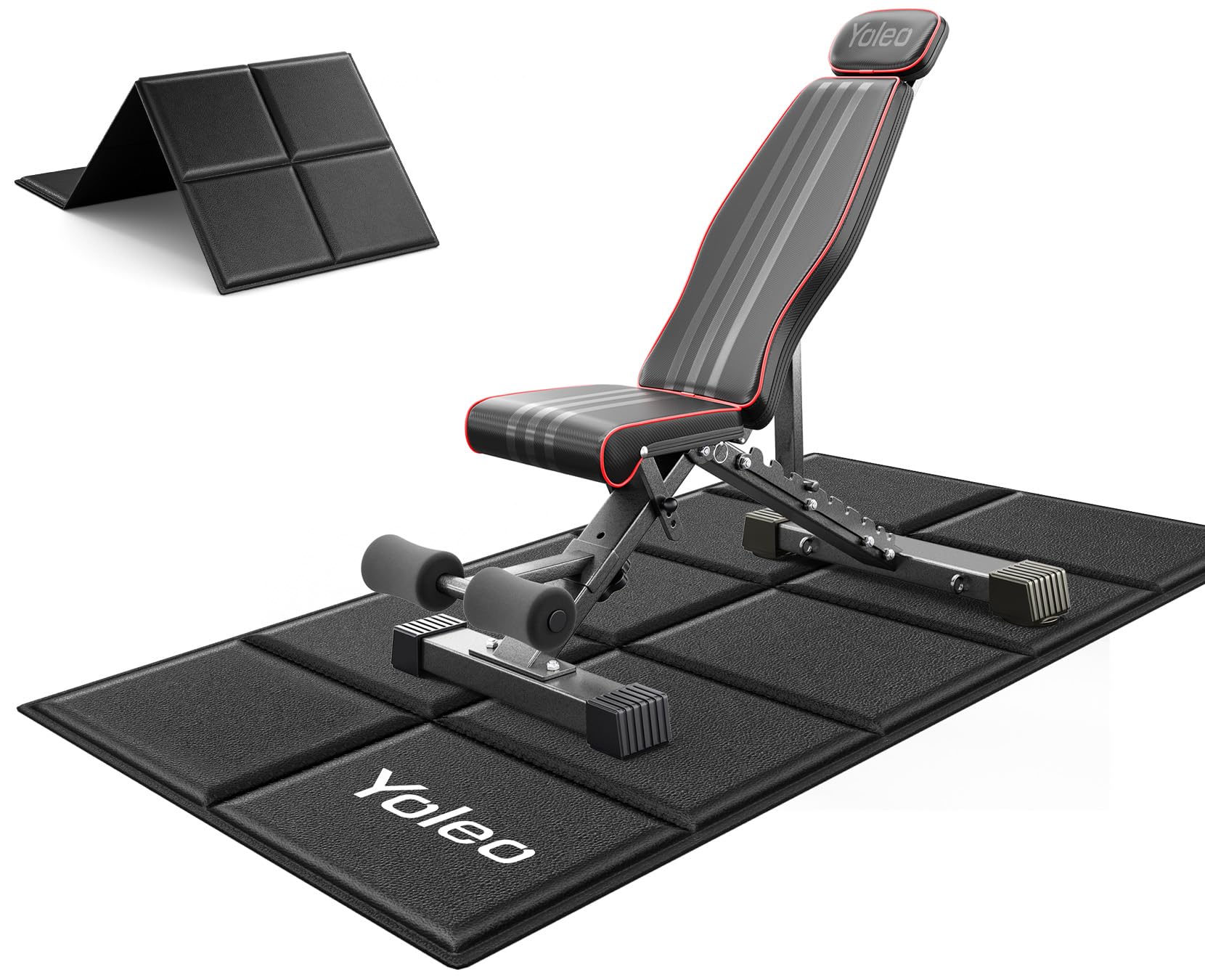 YOLEO Adjustable Weight Bench, Commercial Workout Bench for Home Gym, Decline/Flat/Incline Bench Press, 90 Positions (Grey+Mat)