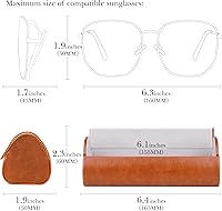 Vista 4 de Linkidea Estuche rígido extra grande para lentes de sol, organizador de almacenamiento de gafas de sol de gran tamaño, Marrón