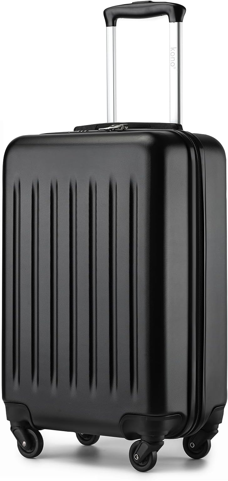 Kono Small Carry on Suitcase 20 Inch Hardside with Spinner Wheels, Lightweight Rolling Cabin for Airplanes Travel (Black, For 1-3 Days Travel)