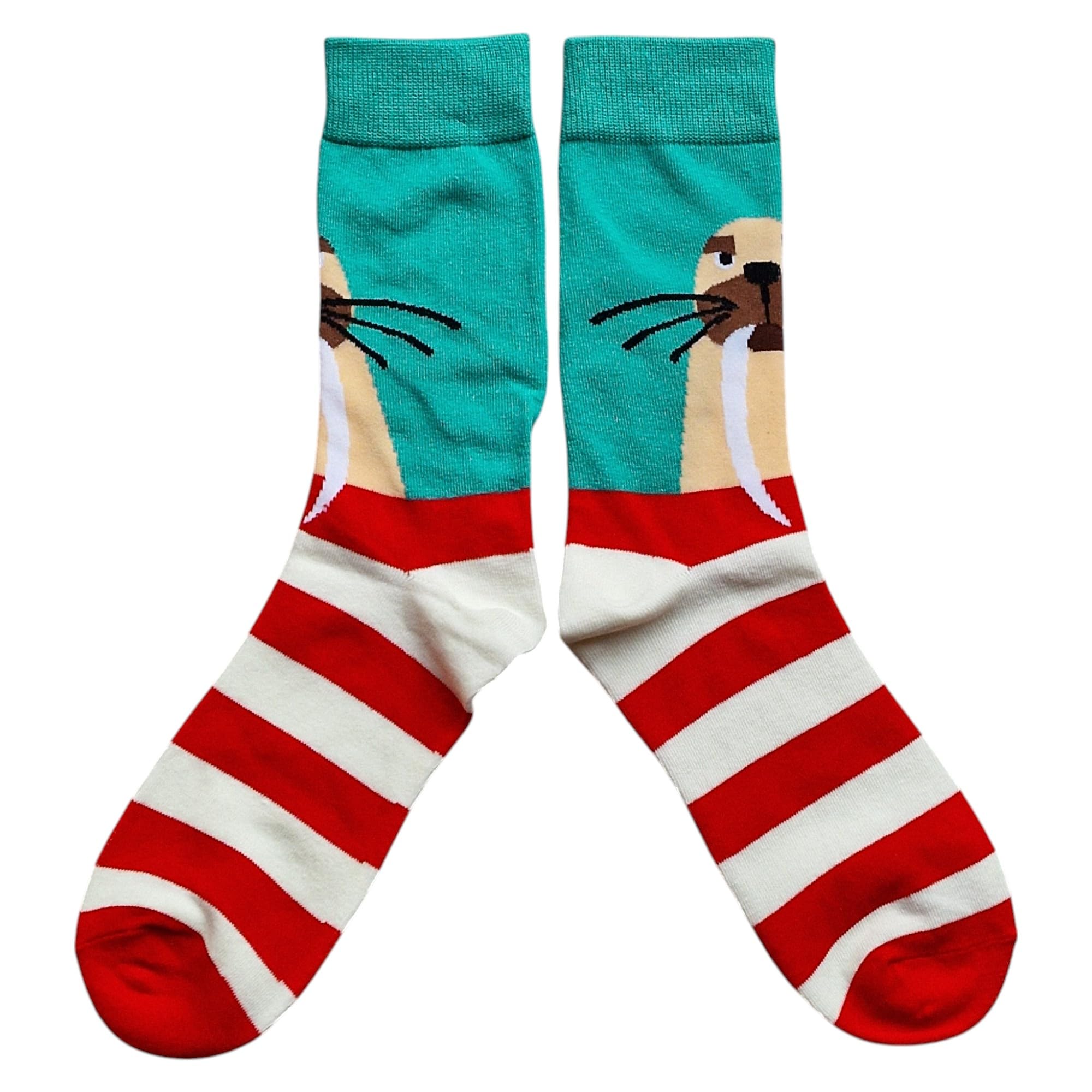 Mens Walrus Red & White Lighthouse Striped Socks 6-10 UK /39-44 Eur/ 7-11 US