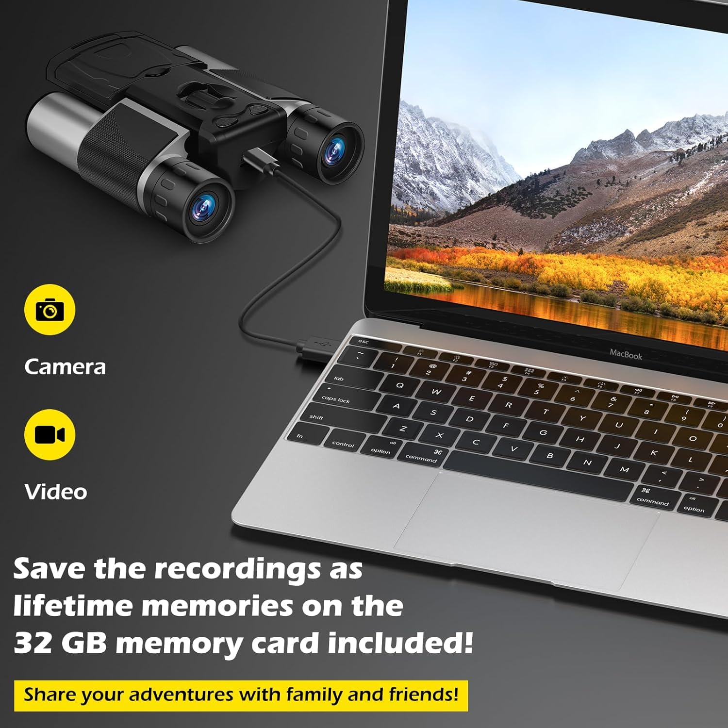 Eoncore Prismáticos de cámara de 2 pulgadas, zoom digital óptico de 10x 8X para adultos | Función de video fotográfico integrada con resolución de 40 MP y 2.5 K, equipada con tarjeta de 32 GB para uso en exteriores
