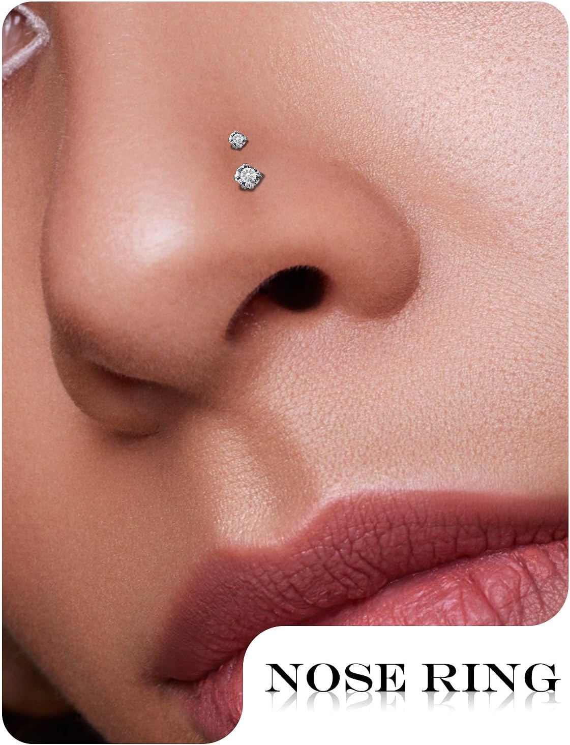 18G 20G 22G Titanium Stainless Surgical Steel Nose Rings Studs for Women L Shaped Nose Studs Screw Nose Ring Piercing Jewelry for Women Men Diamond CZ 1.5mm 2mm 2.5mm 3mm Silver Black Gold