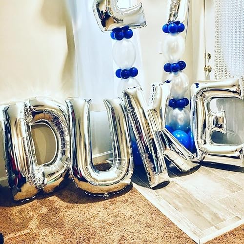 Vista 39 de Globos plateados de la letra M de 40 pulgadas, globos grandes del alfabeto M, globos plateados de papel de aluminio para decoración de cumpleaños