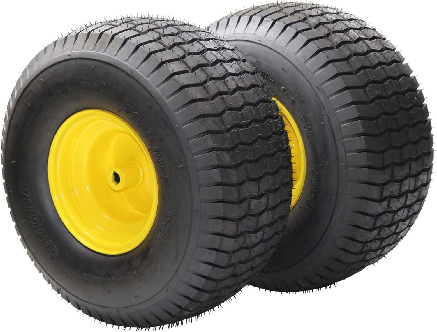 20x8.00-8 Lawn Mower Tire with Wheel Assemblies, 4 Ply, 3.5" Offset Hub, 3/4" Borehole with 3/16" Keyway, 965 Lbs Capacity, Set of 2 for Riding Lawn Mowers