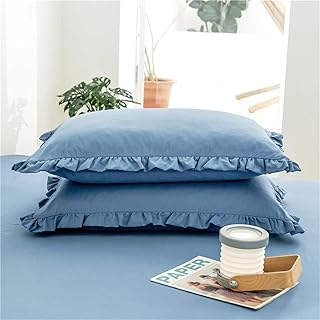 KEPOHK 2pcs Funda de Almohada, Protector de Ropa de Cama algodón sólido Volante Almohada 48 * 74 cm 48 cm x 74 cm 16