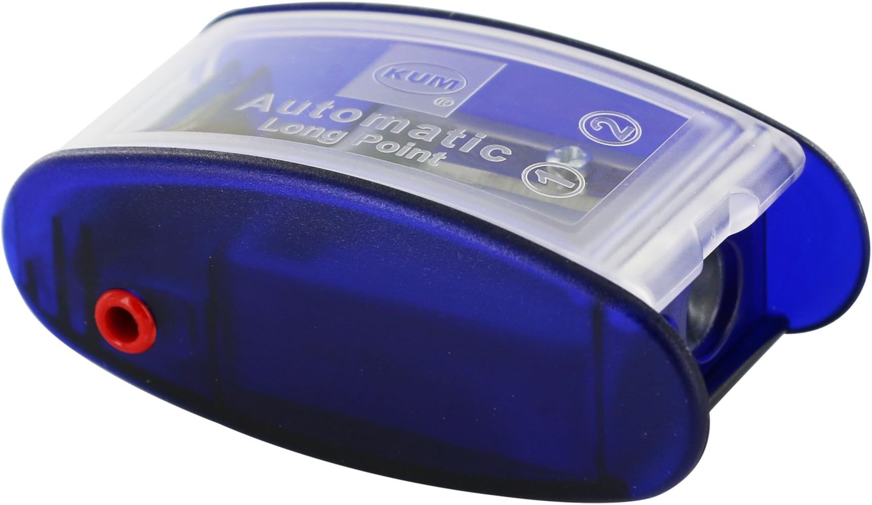 KUM AZ105.31.19-B – Long Cone Sharpener Automatic AS2 M, in Container, 2 Lead Sharpeners, 2 Replacement Knives, Blue, Pack of 1