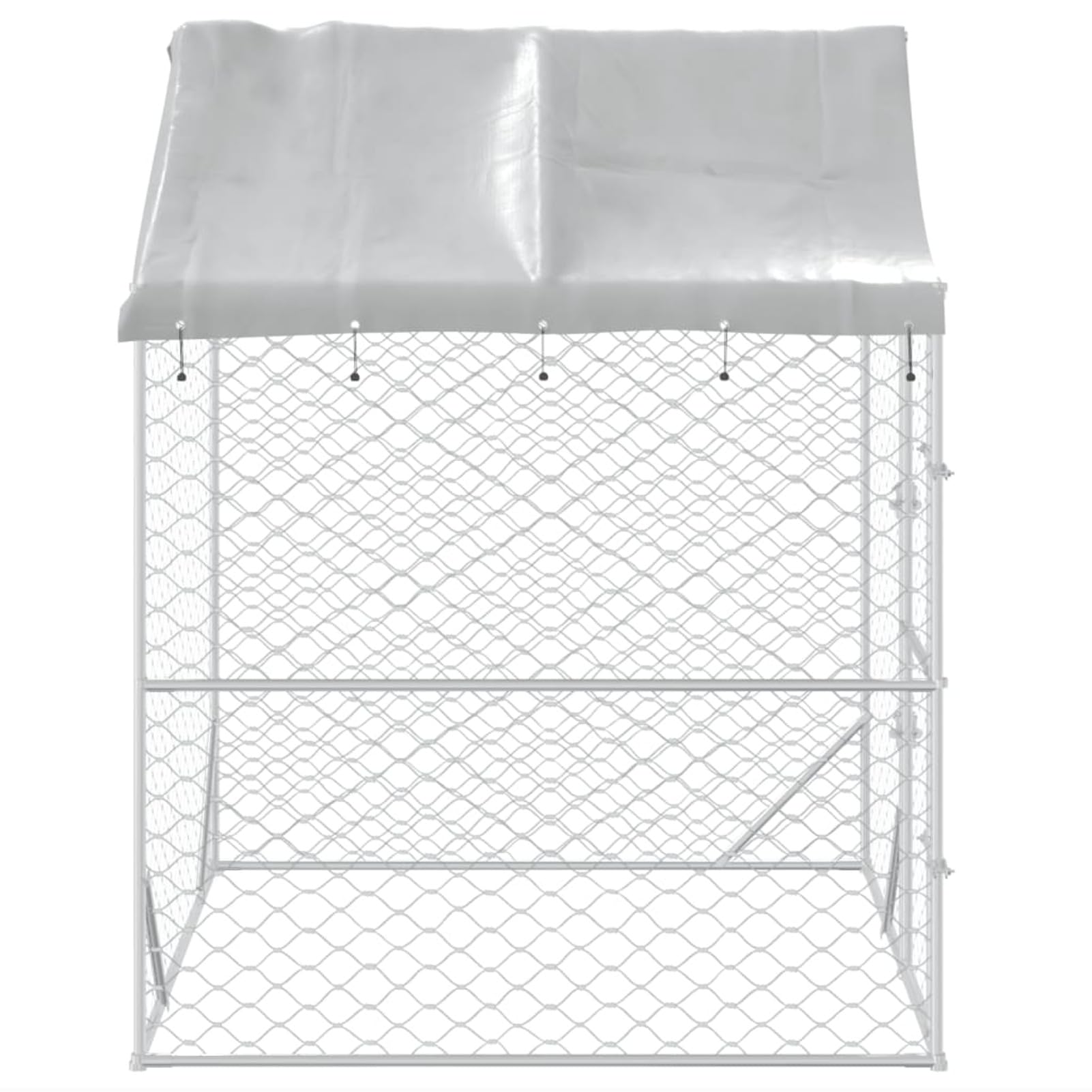 ARKEM Perrera de Exterior con toldo Acero galvanizado Plata 2x2x2,5 m Jaula Perro Grande Voladera