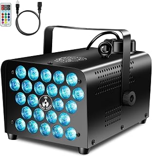 600W Smoke Machine, 24 LEDs Fog Machine with Wireless Remote Control, 2500CFM Fog with 13 Color Light, Portable Smoke Machine for Halloween Parties & Indoor/Outdoor Events
