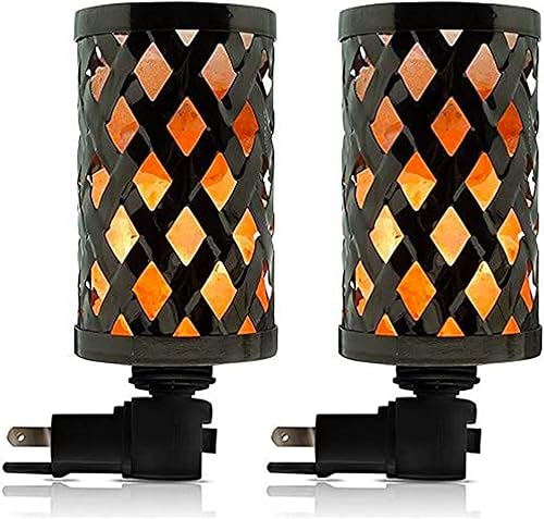 Himalayan Glow Lámpara de sal estilo celosía con trozos de sal rosa | Enchufe de pared giratorio de 360 grados, regalo ideal para decoración del